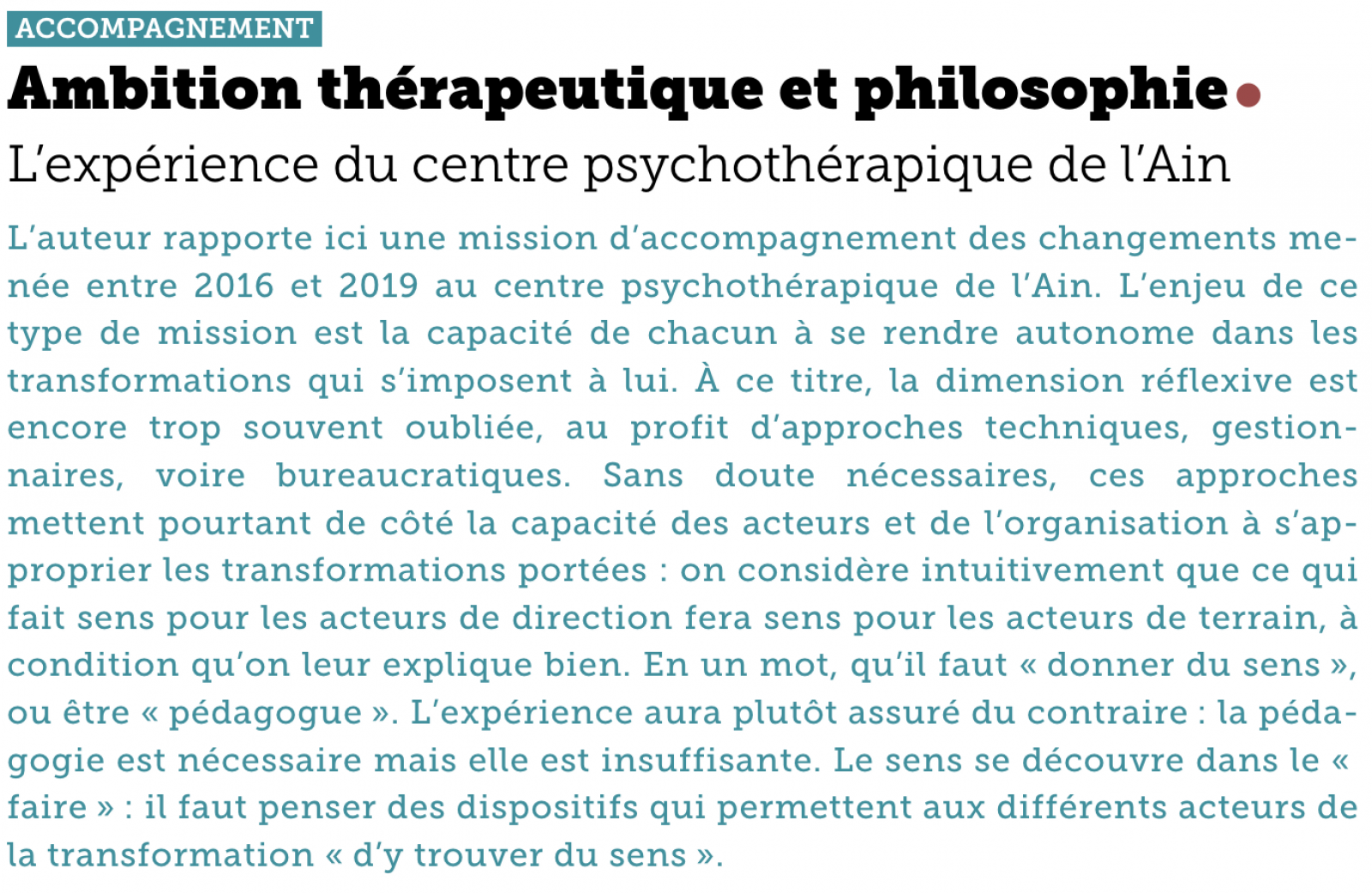 publication philosophie changement